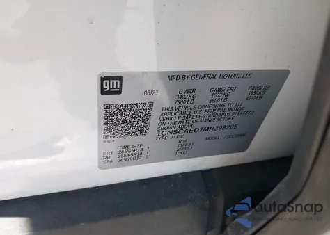 2021 Chevrolet Suburban 2Wd Commercial Fleet z USA, uszkodzony, nr VIN 1GNSCAED7MR398205